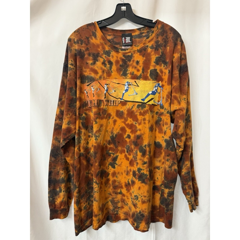 Vintage Giant Tag Shirt Orange Tiedye Scooter‎ Kick Flip Graphic Tee Large  K34